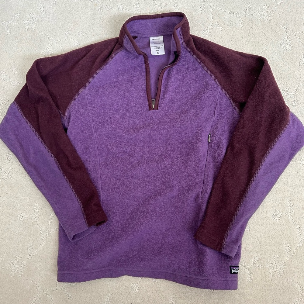 Vintage Kids XL Patagonia Warm Fleece Purple Brown Outdoors Hiking Winter